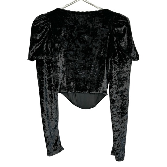 Dolls Kill Widow Transformed Kiss Corset Top S Fairy Goth Velvet Punk L/SL  Crop - Picture 3 of 12